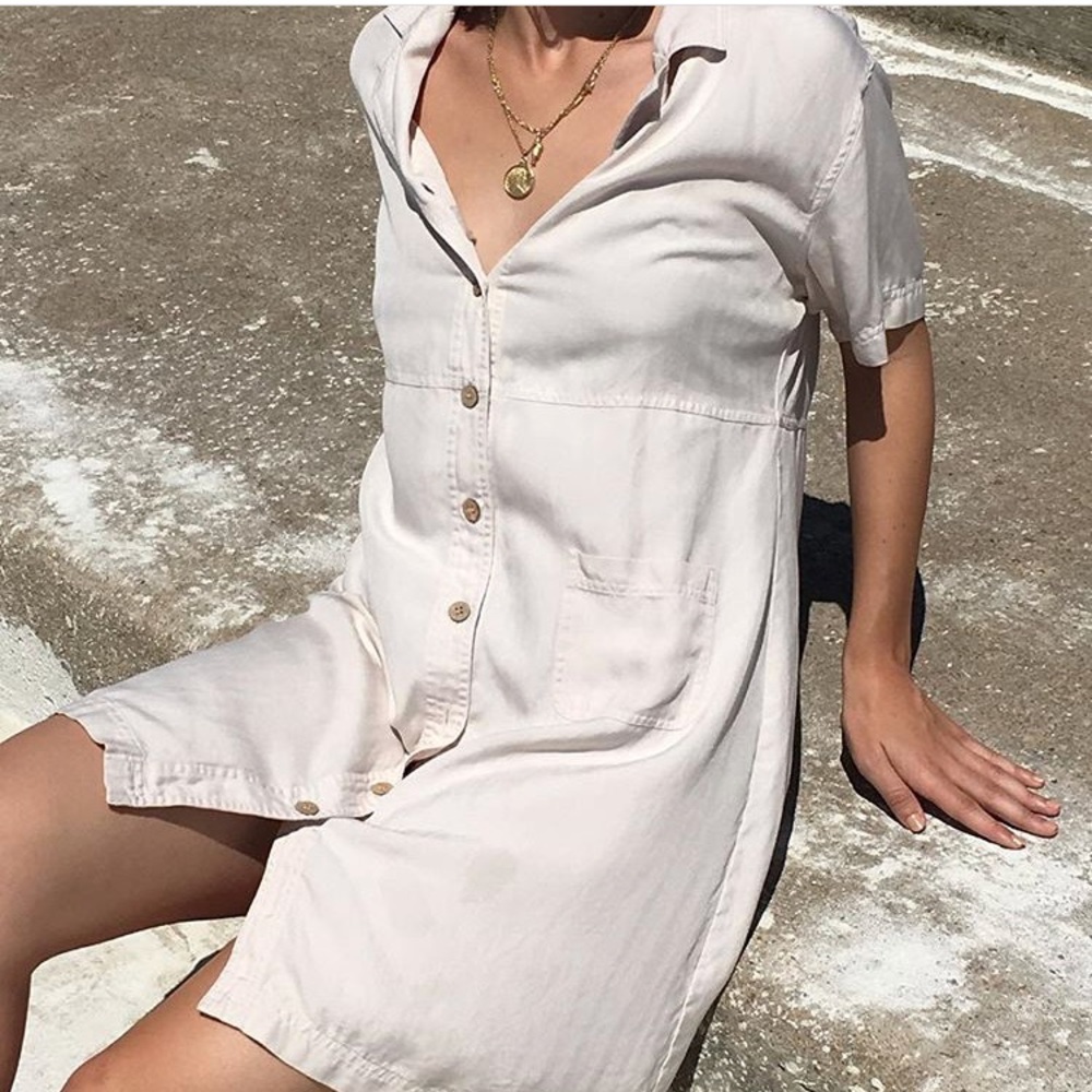 Na Nin Vintage Cream Button-Front Shirt Dress